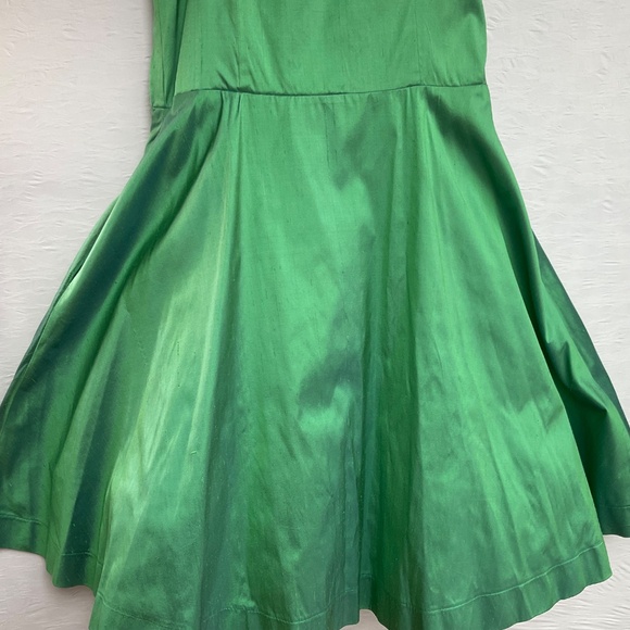 Custom Made Silk Occasion Dress, Green Silk Fully Lined w/ Crinoline @ Hemline M - Picture 4 of 16